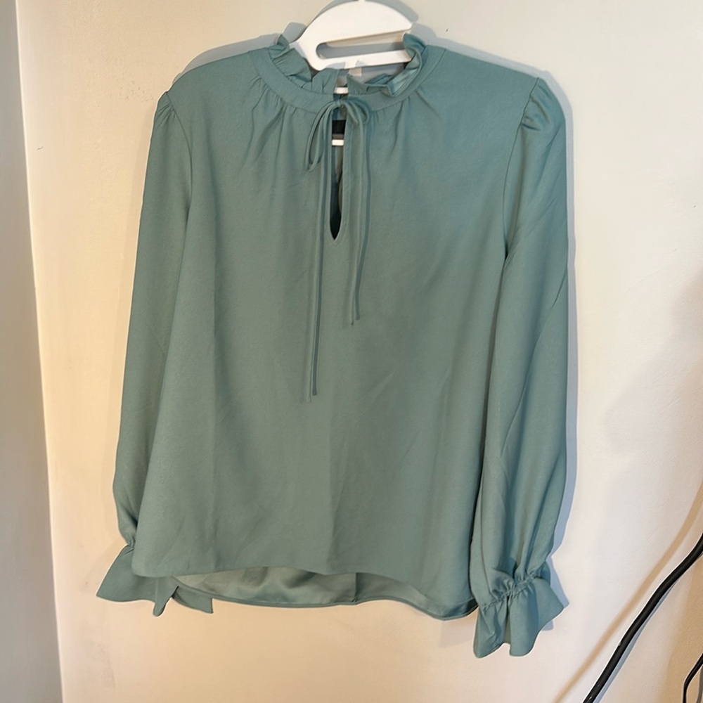 JCrew Drapey Ruffleneck Top - Picture 2 of 4